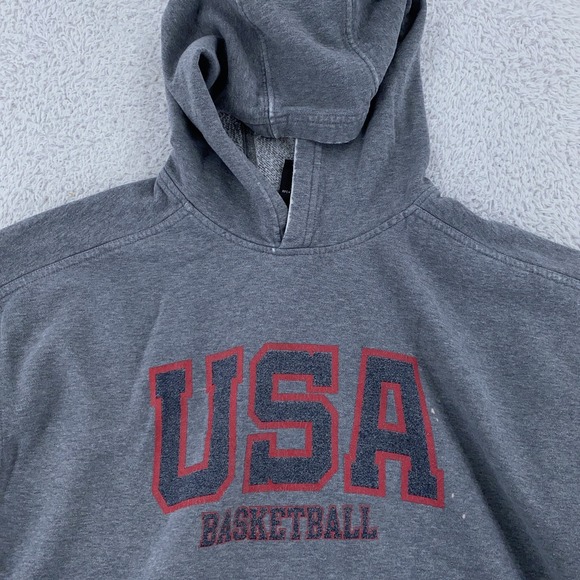 Vtg Distressed Nike USA Basketball Hoodie Sweatshirt Medium Center Swoosh‎